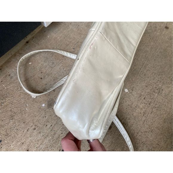 Dawli 100% Leather Cream Gold Hardware Snakeskin Shoulder Bag Purse - Picture 7 of 15